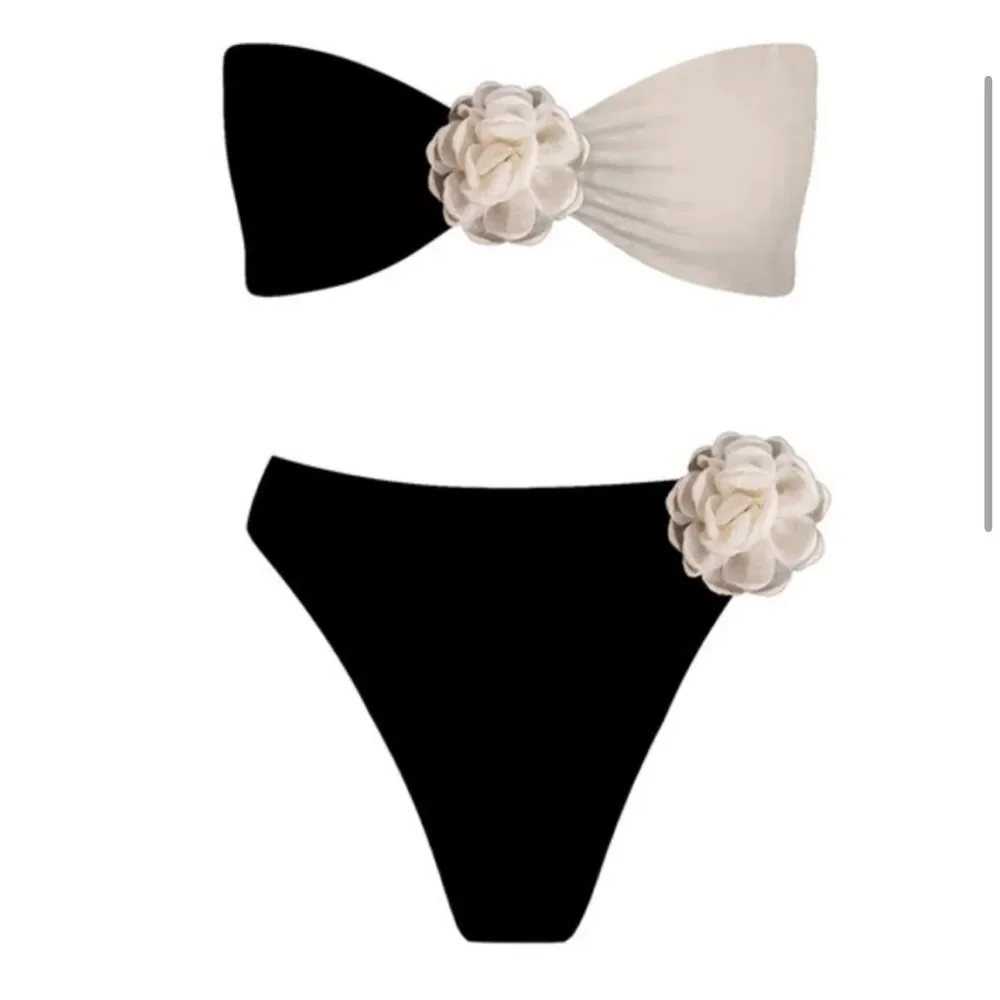 Sunday Brunch |‎ Two Tone Florette Retro Style High Waist Bikini Set Medium